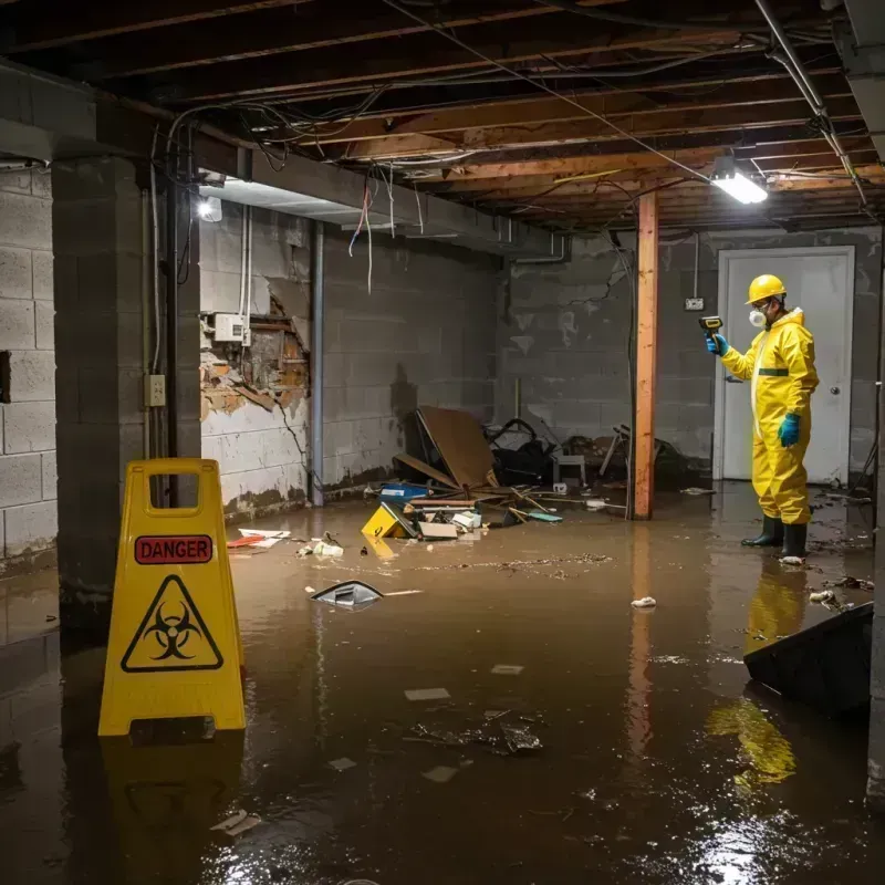 Flooded Basement Electrical Hazard in Rainier, OR Property